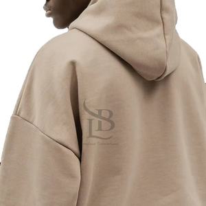 Venta al por mayor de peso pesado 100% algodón de los hombres de gran tamaño sudaderas con capucha de hombro caído con logotipo personalizado para el invierno - Product Image 4