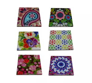 Wholesale Manufacturer Made New <b>Enamel</b> Design Home Decor Glass Coaster Antique Look Resin & Wooden Flatware Tea <b>Cup</b> Mats Pads - Product Image 5