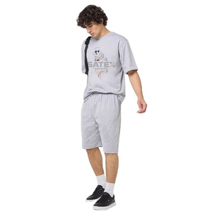 Ensemble deux pièces d'été unisexe léger et élégant pour homme, 100 % coton respirant, haut à manches courtes décontracté et short, couleur personnalisable - Product Image 1