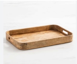Plateau de service en bois de forme ronde profonde fantaisie à la maison plateau de service de nourriture d'hôtel en bois de manguier plateau de service en bois de petite taille - Product Image 2