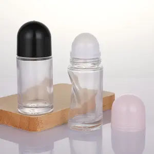 Muestra gratis botella de bola de rodillo de perfume de aceite esencial transparente 5ml 10ml 30ml 50ml botella de bola de rodillo de vidrio con tapa