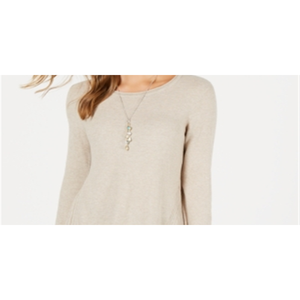 Maglione plissettato marrone da donna Style & Co, traspirante, stile coreano, con logo stampato sul davanti, taglie XS Petite L, per estate e autunno - Product Image 2