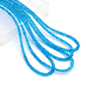 Piedra preciosa de apatita de neón AAA, cuentas de Rondelle facetadas de 3mm-5mm, cuentas sueltas de piedras preciosas semipreciosas de apatita azul Natural para la fabricación de joyas - Product Image 2
