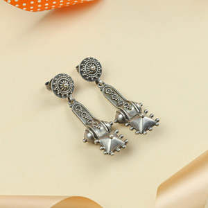 Tridha Temple Pillar 92.5 Silver <b>Earrings</b> Cultural Collectible Jewelry - Product Image 2
