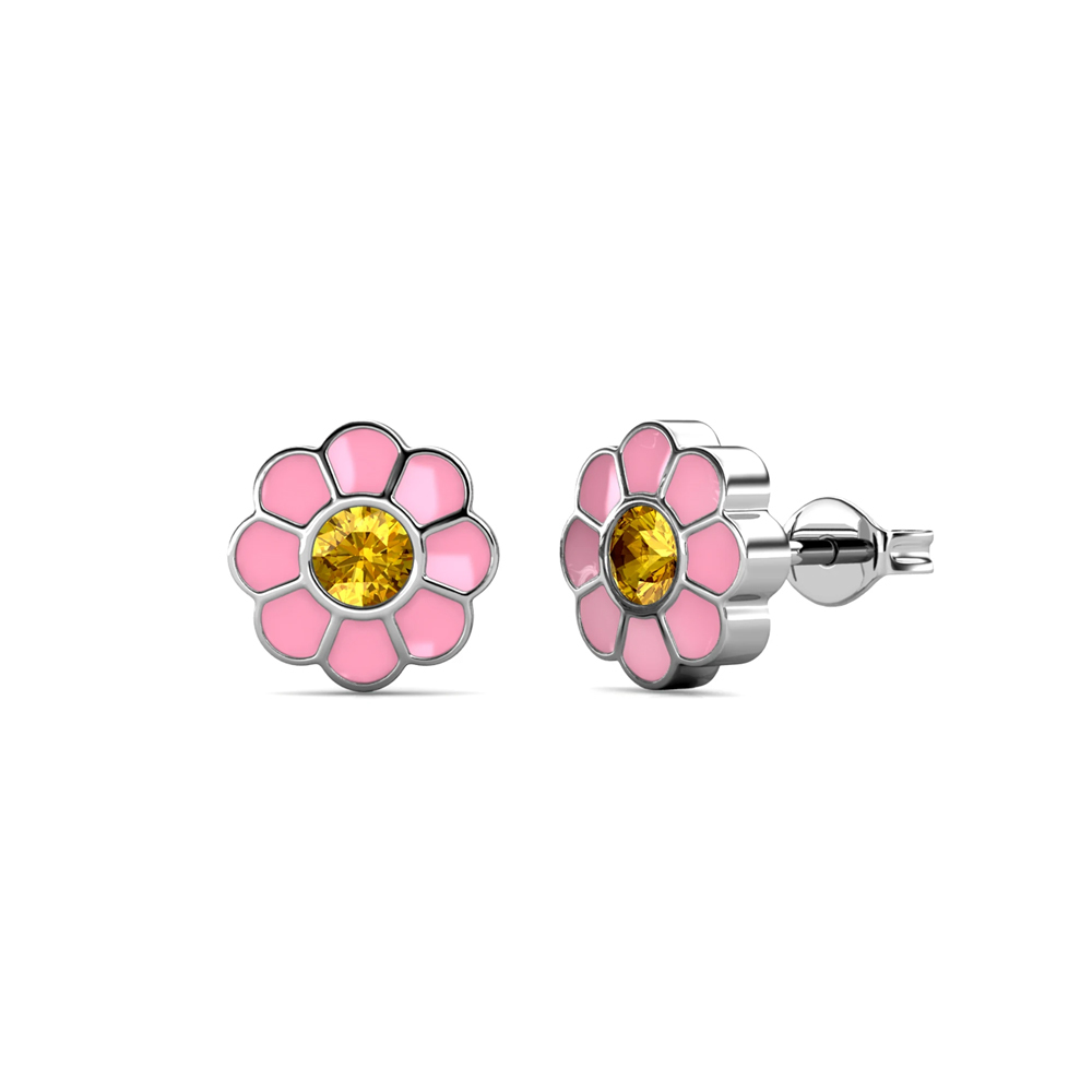 Orecchini per bambina in ottone placcato oro bianco 18k