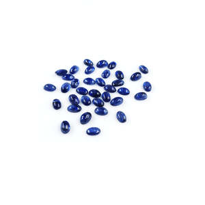 Zafiro Azul Natural de Bangkok, Cabujones Calibrados Ovalados de 3x5mm y 6x4mm, Piedras Preciosas Naturales: Piedra Lunar Arcoíris, Peridoto, Tanzanita - Product Image 1