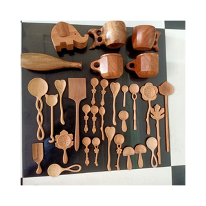 Ustensiles de cuisine en bois de teck naturel pour la cuisine Cadeau écologique Cuillères en bois Ustensiles de cuisine en bois durables - Product Image 1