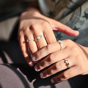 แหวนเงินดวงจันทร์ทันสมัยพร้อมฝังอัญมณีเครื่องประดับที่ดีสำหรับงานแต่งงานงานหมั้นขายส่ง - Product Image 4