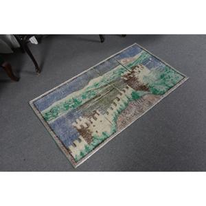 Alfombra de 2.4x4.4 pies, Alfombra Turca Vintage, Alfombra de Lana Ikat Azul - Product Image 4