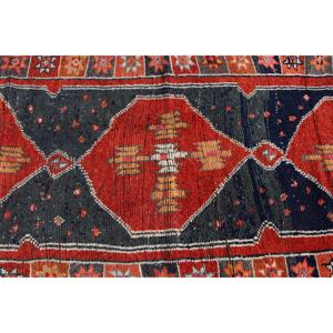 Turkish Vintage Rug 3.5x9.1 ft (108x278 cm), Herki <b>Red</b> <b>Wool</b> Rug - Product Image 4