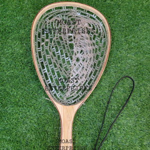 Filet d'atterrissage de pêche à la mouche en plein air Filet à truite Cadre en bois avec filet en caoutchouc Filet coulé à la main Thor Filet de pêche à la truite - Product Image 1