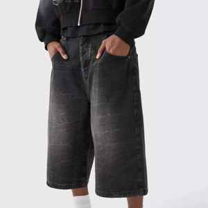 กางเกงยีนส์ขาสั้นทรงหลวมสไตล์วินเทจคุณภาพสูงสำหรับผู้ชาย รุ่นปี 2026 - Product Image 1