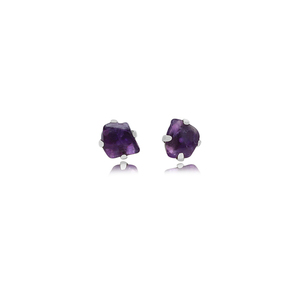 Premium 925 <b>Sterling</b> <b>Silver</b> Prong Setting <b>Stud</b> Earrings Butterfly Lock Design Trendy Wedding Natural Rough Birthstone Stone - Product Image 3