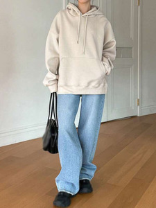 Sudadera Extra Grande para Mujer de Invierno, 100% Algodón, Felpa, Hombros Caídos, Manga Larga, Transpirable, Color Sólido, Soporte OEM - Product Image 5