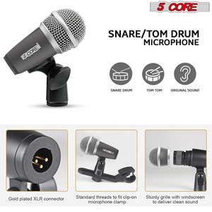 5Core Drum Mic Kit 9 Pcs Kick Bass Tom Snare Dynamic <b>Microphone</b> Instrument Mics Set - Product Image 4