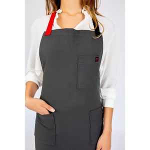 Tablier de cuisine gris HAI en toile de coton robuste, brodé, pour chef, barbier, mariage, nettoyage, travail - Product Image 2