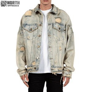Chaquetas de mezclilla de la mejor calidad al por mayor y chaqueta de mezclilla de manga larga de tela personalizada de buena calidad para hombres-Chaqueta de mezclilla para hombres - Product Image 2