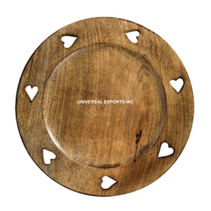 Assiette de chargeur en bois Heart Design Premium Quality Handmade Fancy Under Plate Classic Elegant Handmade Charger Plate - Product Image 1