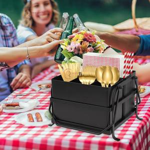 Fancy Black Galvanized Caddy Rack Classy Square Shape Handmade Kitchenware Storage Organizer High Quality Caddy For Home Decor - Product Image 2