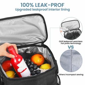 Grande Borsa Termica Morbida, Zaino Porta Pranzo Isolato con Coperchio Dispensatore con <span class=keywords><strong>Cerniera</strong></span> per Uso Esterno e Campus - Product Image 2