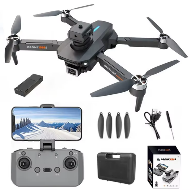 New Style E88S Mini Drone with 4K Dual Camera 6 Axis Gyro Automatic Obstacle Avoidance Plastic Brushless Motor Drone 4CH