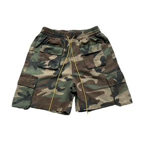 Pantalon cargo en toile 100 % coton de haute qualité, écologique, taille mi-haute élastique, respirant, infroissable, multi-poches, imprimé numérique uni - Product Image 1