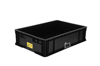 Boîte de circulation conductrice antistatique ESD SANWEI 645*440*165mm en PP noir, capacité 30KG, conteneur de stockage de protection