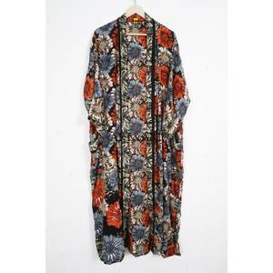 Ensemble de vêtements de nuit pour femmes, robe de chambre kimono en soie élégante, faite à la main, à manches longues, patchwork, douce - Product Image 4