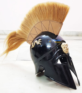Casco de Armadura Corintia Griega con Pluma, Casco con Acabado Negro, Decoración de Oficina, Casco de Exhibición - Product Image 2