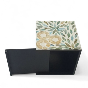 Boîte à mouchoirs en nacre faite à la main, écologique, incrustation naturelle de coquillages, accessoire de table décoratif - Product Image 4