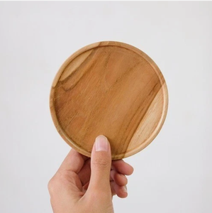 Handcrafted round <b>wood</b> <b>coaster</b> with smooth edge natural wooden drink mat for cups mugs and glasses from Vietnam - Product Image 2