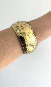 MS Handicraft Modern 69mm Brazalete de Latón Crudo con Incrustaciones, Brazalete Tipo Canal, Brazalete Ancho en Blanco, Brazalete Hecho a Mano - Product Image 4