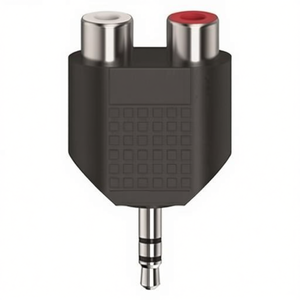 อะแดปเตอร์เสียง 3.5 มม. มินิแจ็คเป็น 2x RCA ตัวเมีย สีดำ ตัวแปลงสัญญาณแบบแยก - Product Image 1