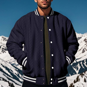 Chaqueta de béisbol deportiva para hombre de otoño e invierno, cárdigan abotonado informal de nuevo diseño, prendas de vestir exteriores con cuello levantado - Product Image 5