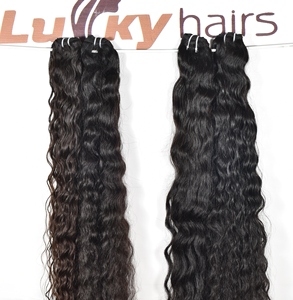 Extensiones de cabello humano indio Virgen sin procesar de grado Remy alineado con cutícula recta ondulada para mujeres proceso de tejido de ondas de agua profunda ninguno - Product Image 2