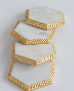 Top-rated handcrafted marble coasters for beverages with stunning veining pattern and <b>aesthetic</b> decorative appeal for gifting - Product Image 1