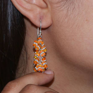 Pendientes de Plata de Ley 925 con Ópalo Naranja en Forma de Racimo para Mujer, Hechos a Mano, Chapados en Oro Amarillo, Piedra de Nacimiento, Joyería de Boda, Regalo - Product Image 3