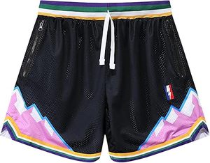 Shorts de basket-ball pour hommes, shorts de sport pour la salle de sport, shorts de course à pied avec imprimé graphique en mesh - Product Image 1