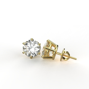 Avarta 18K Oro 2 quilates cada Moissanite solitario Studs pendiente para niñas y mujeres - Product Image 4