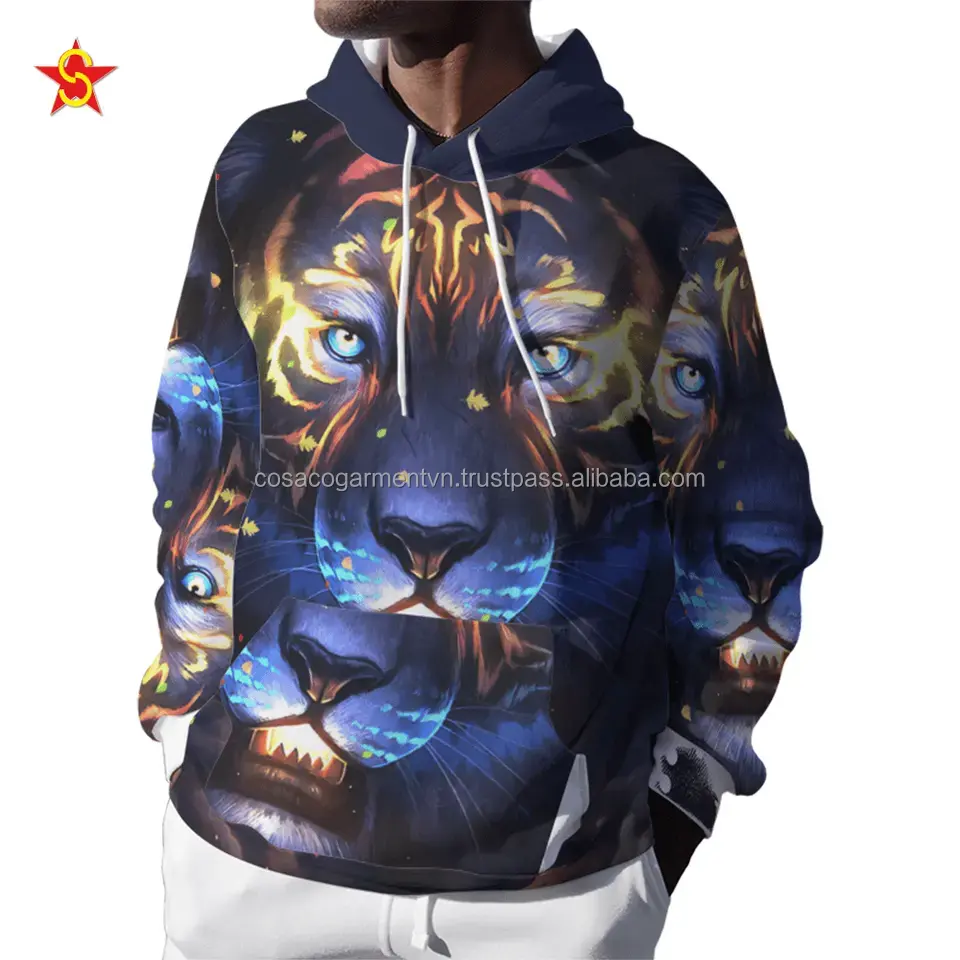 Sweat-shirt en molleton 100% Polyester, hologramme personnalisé de haute qualité, sweat-shirt à capuche pour hommes