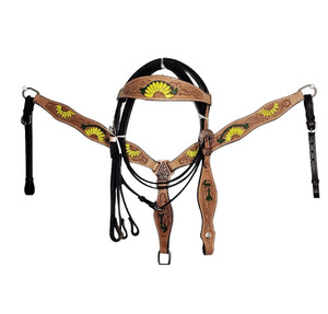 Modèle personnalisé de serre-tête Western en cuir pur avec nouage en cuir brut Bride de cheval faite à la main - Product Image 3