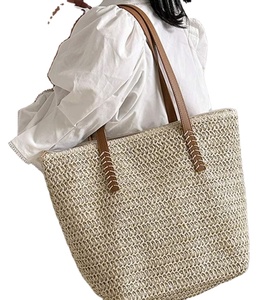 Bolso de hombro rectangular tejido de ratán arpillera grande, bolsa de cuerda de papel tejida de paja de verano, bolsas de playa de macramé de ganchillo Dir - Product Image 1