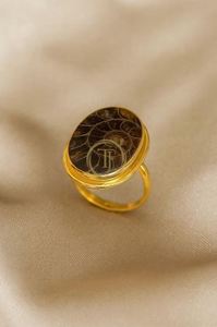 Ammonite Fossil Ring 925 Sterling Silver Ring Rose Gold Yellow Gold Plated Ring <b>Large</b> <b>Stone</b> Ring Fossil Ring - Product Image 3