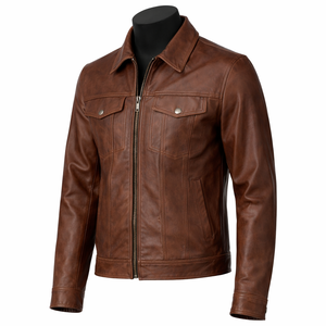 Chaqueta de cuero personalizada con cremallera de primera calidad para hombre, estilo con chaquetas de cuero para hombre, chaqueta de cuero de manga larga - Product Image 3