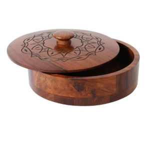 Recién llegado, forma redonda, utensilios de cocina de madera de teca, cazuela de comida, aspecto atractivo, cazuela de madera de lujo hecha a mano, olla caliente - Product Image 6