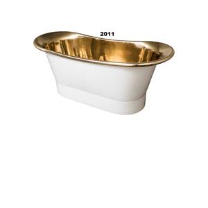 Confortable autoportant de cuivre antique avec la baignoire blanche de couleur pour la villa et l'appartement de maison d'hôtel - Product Image 1