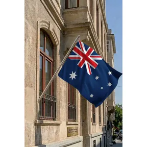 Ensemble de mât de drapeau télescopique mural australien avec bannières en polyester imprimées numériquement - Product Image 2