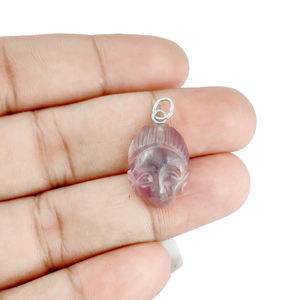 Bouddha Visage Charme 925 Argent Fluorite Gemstone Pendentif Fabrication de Bijoux Collier - Product Image 1