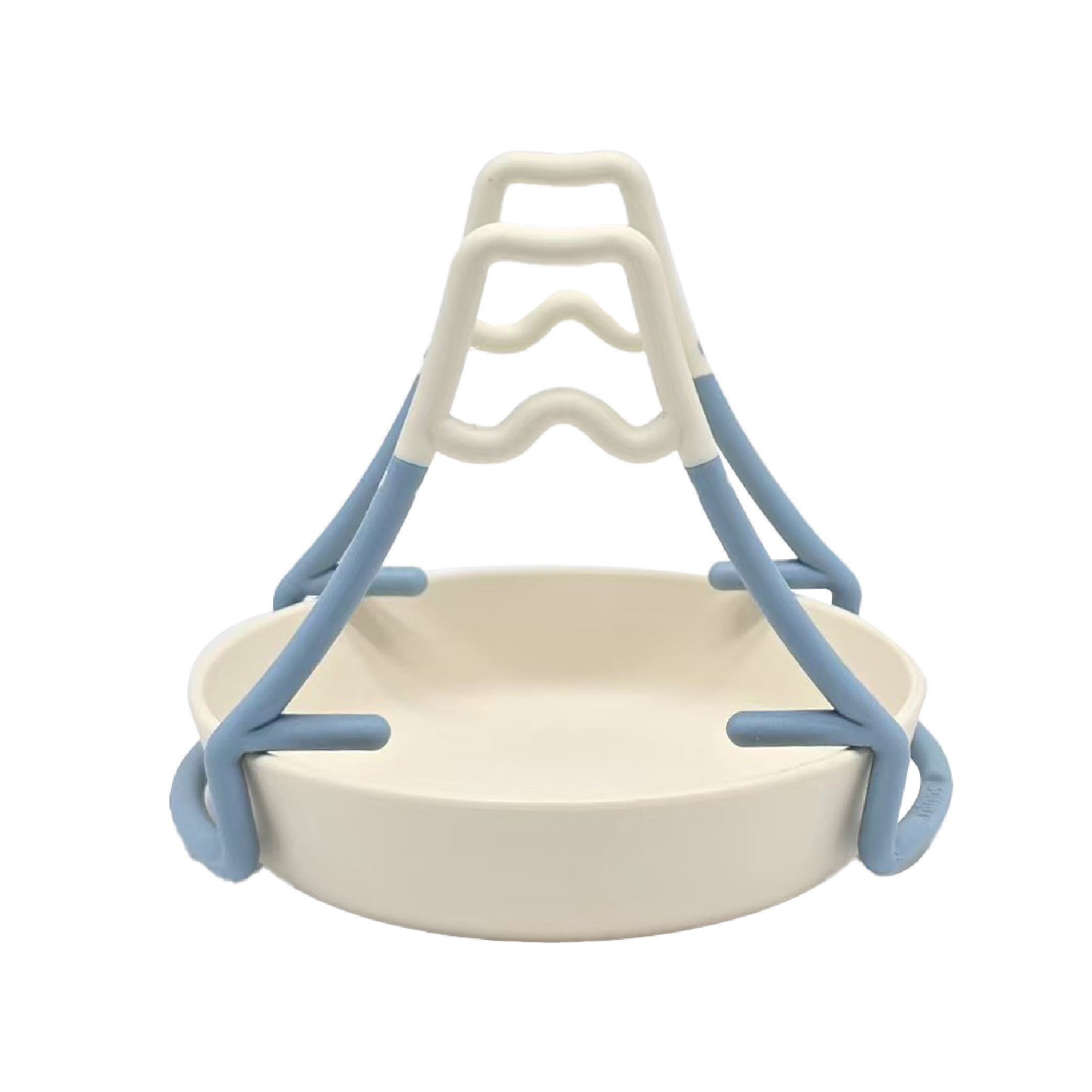 ชั้นวางสีฟ้า + จานสีขาว