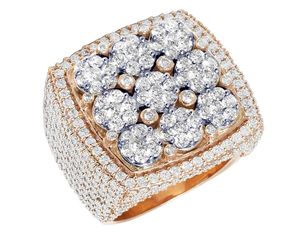 S925 <b>Silver</b> Moissanite Square Cluster <b>Ring</b> for <b>Men</b> Gold Plated Hip Hop Jewelry - Product Image 1